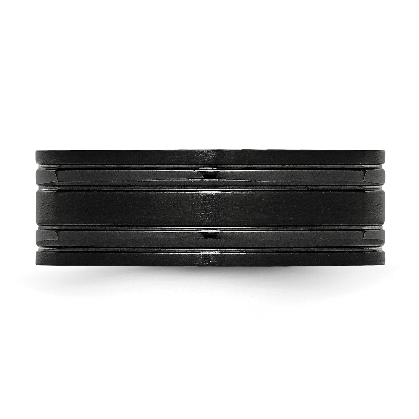 Black IP Grooved Wedding Band in Titanium, 8mm Secondary image