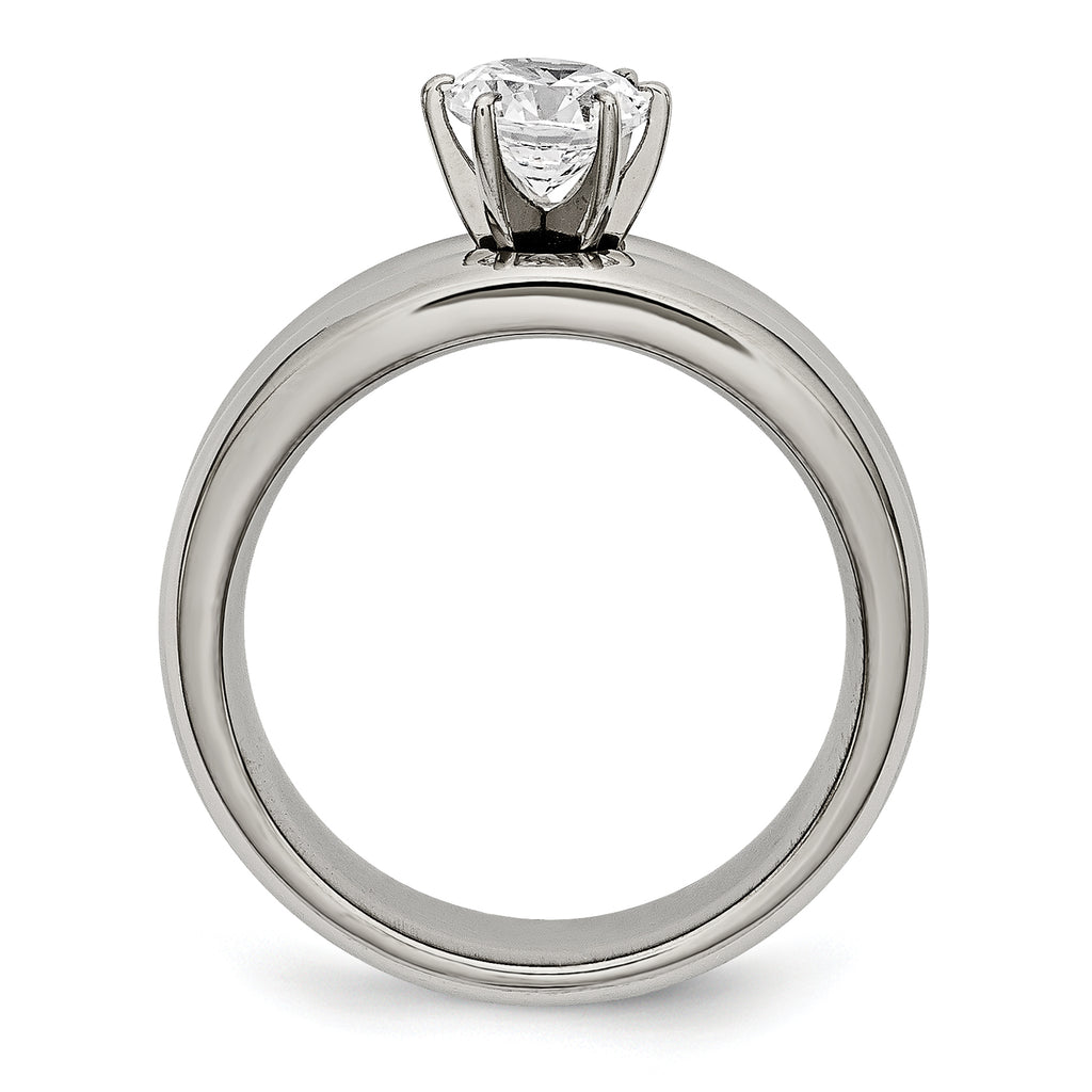 Chisel Titanium Polished with CZ Ring