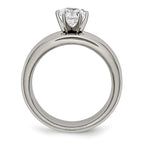 Chisel Titanium Polished with CZ Ring
