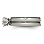 Chisel Titanium Polished with CZ Ring