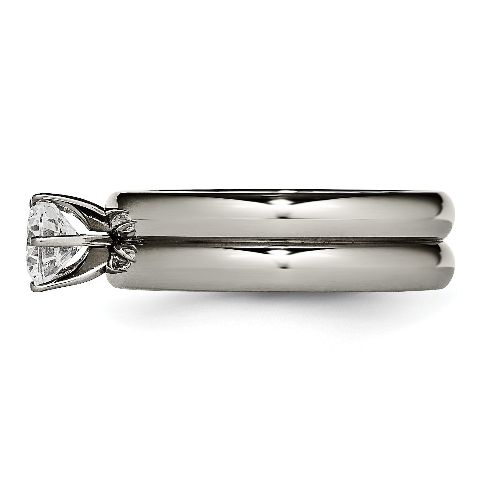 Chisel Titanium Polished with CZ Ring