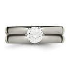 Chisel Titanium Polished with CZ Ring