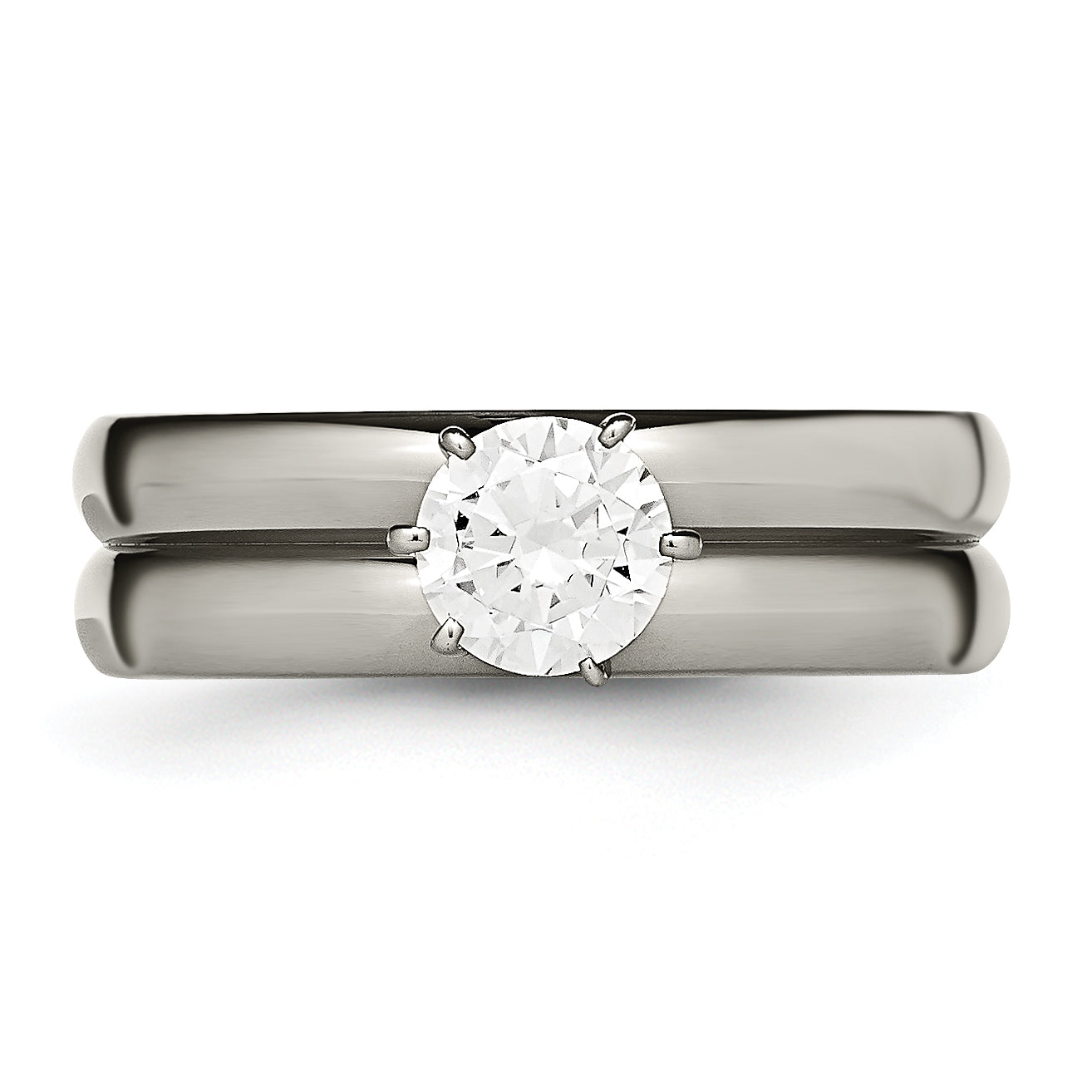 Chisel Titanium Polished with CZ Ring