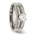 Chisel Titanium Polished with CZ Ring
