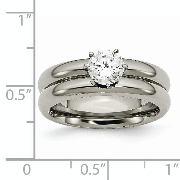 Chisel Titanium Polished with CZ Ring