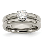 Chisel Titanium Polished with CZ Ring