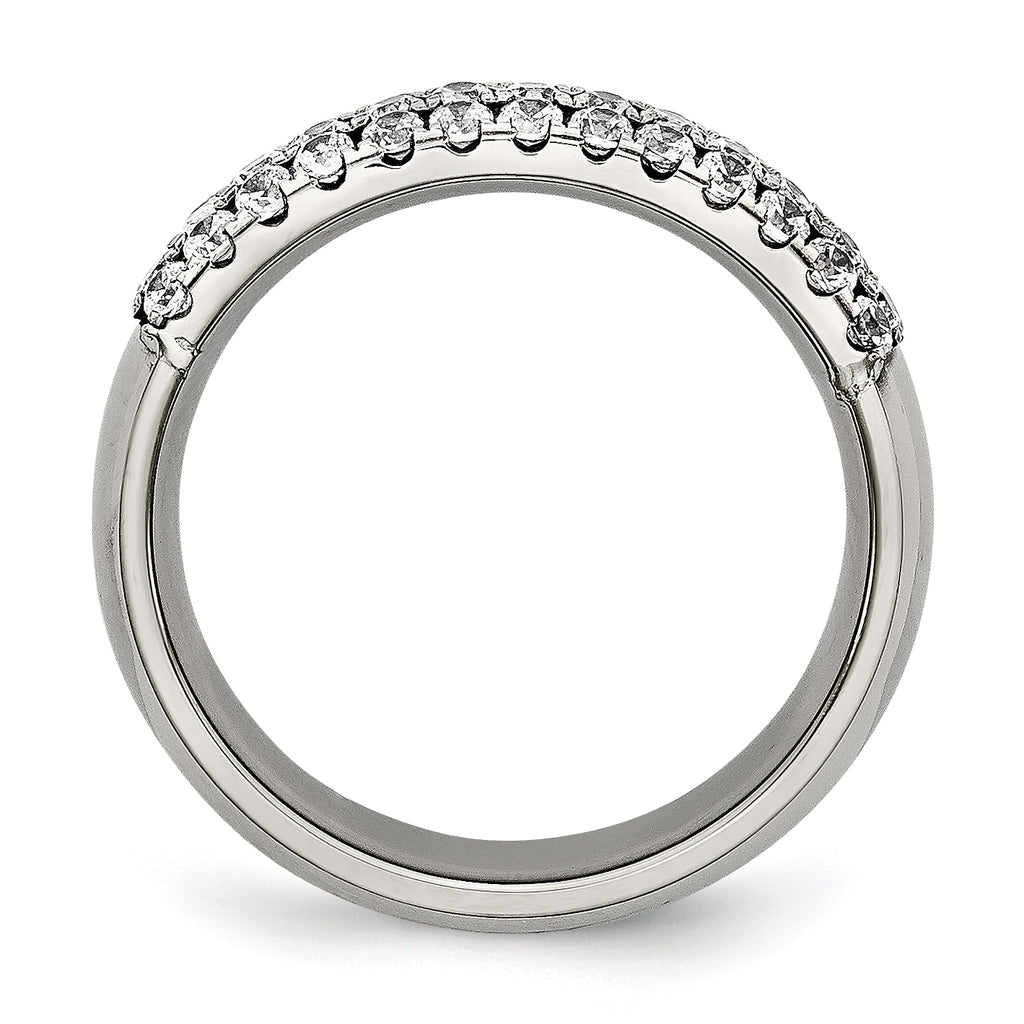 Chisel Titanium Polished Multi-row CZ 7mm Band