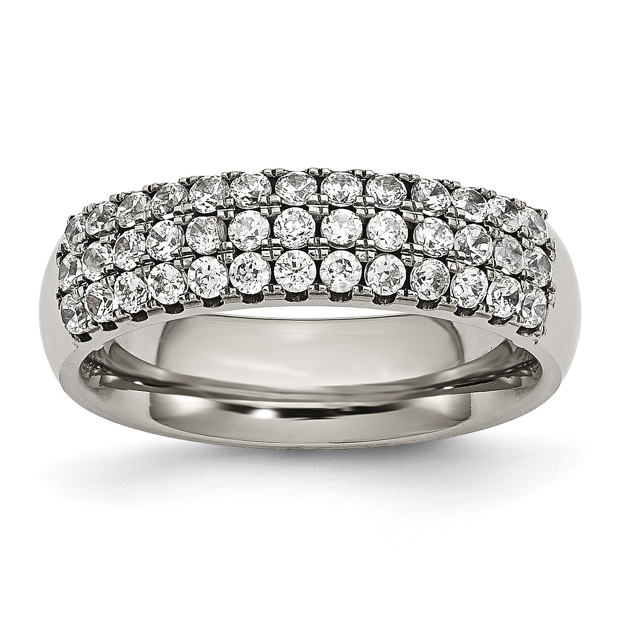 Chisel Titanium Polished Multi-row CZ 7mm Band Main image