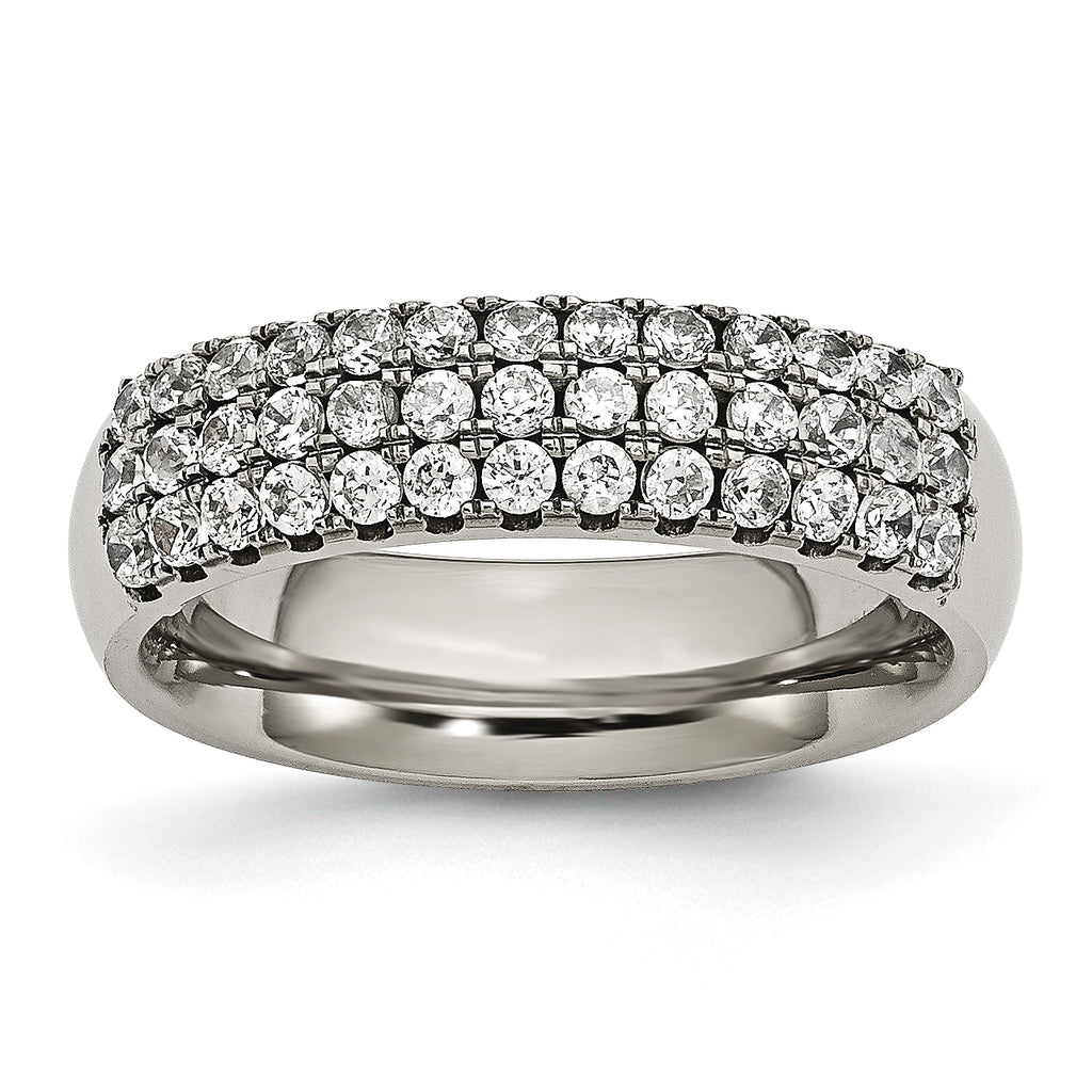 Chisel Titanium Polished Multi-row CZ 7mm Band