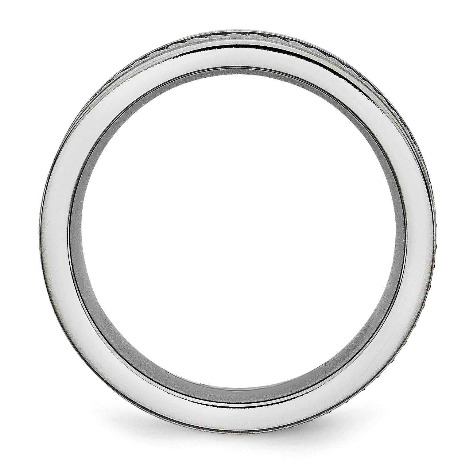 Titanium Sawtooth Design Flat Polished w/Brushed Edge 8mm Band