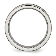 Titanium Sawtooth Design Flat Polished w/Brushed Edge 8mm Band