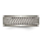 Titanium Sawtooth Design Flat Polished w/Brushed Edge 8mm Band