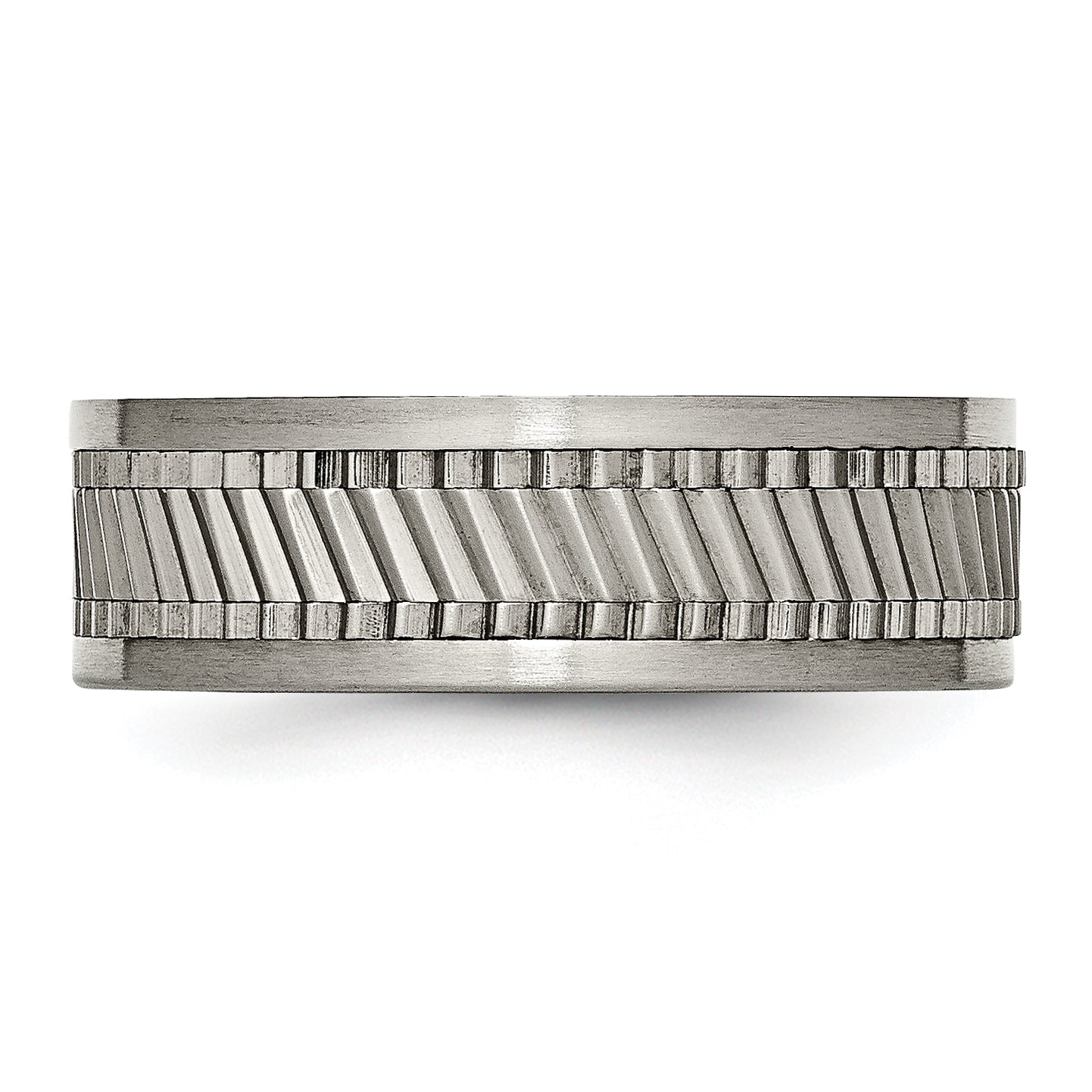 Titanium Sawtooth Design Flat Polished w/Brushed Edge 8mm Band