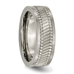 Titanium Sawtooth Design Flat Polished w/Brushed Edge 8mm Band