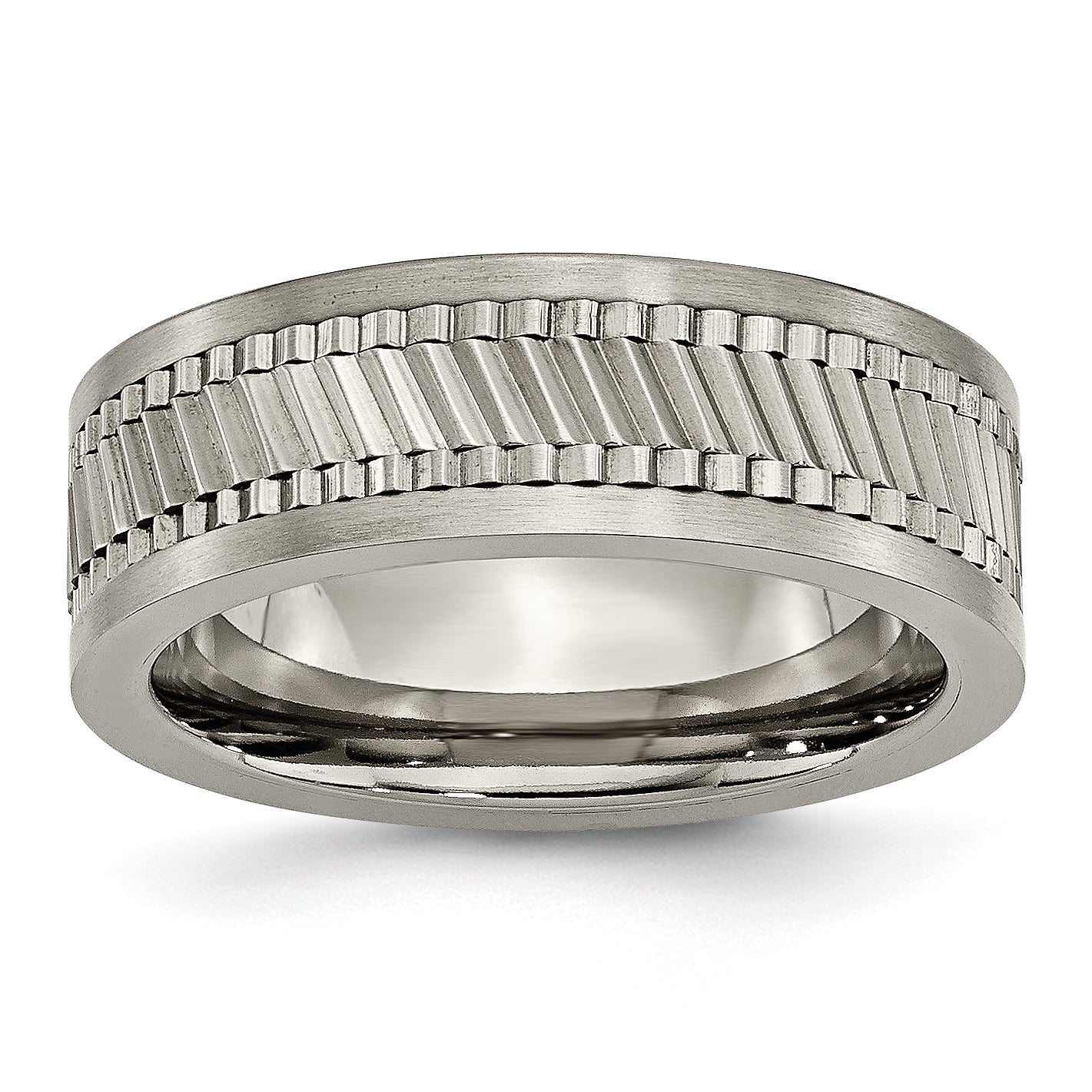 Titanium Sawtooth Design Flat Polished w/Brushed Edge 8mm Band Main image