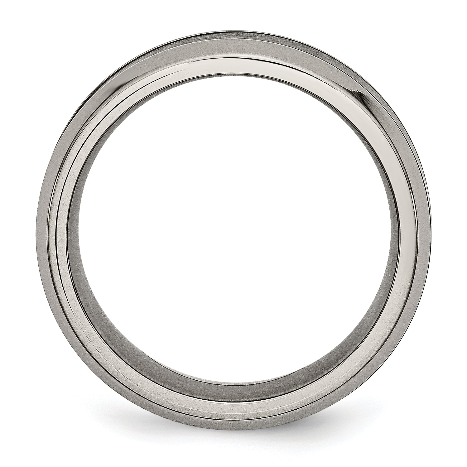 Beveled Wedding Band in Titanium with Black Ceramic Center, 8mm Secondary image