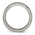 Chisel Titanium Polished with Black Ceramic Center 8mm Beveled Band