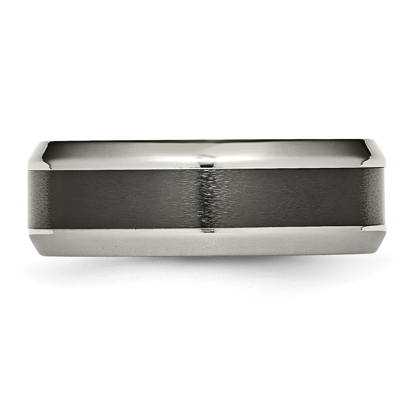 Chisel Titanium Polished with Black Ceramic Center 8mm Beveled Band