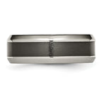 Chisel Titanium Polished with Black Ceramic Center 8mm Beveled Band