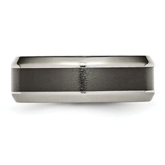 Chisel Titanium Polished with Black Ceramic Center 8mm Beveled Band