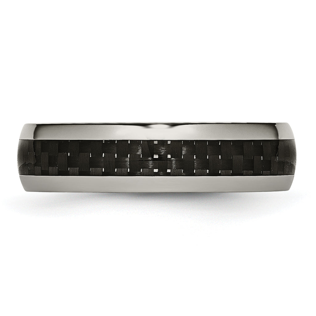 Chisel Titanium Polished with Black Carbon Fiber Inlay 6mm Band