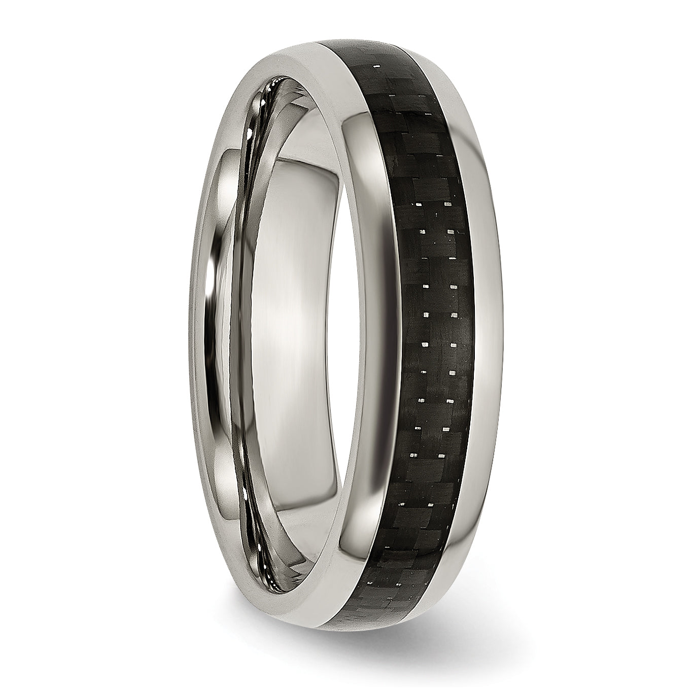 Chisel Titanium Polished with Black Carbon Fiber Inlay 6mm Band