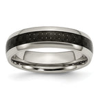 Chisel Titanium Polished with Black Carbon Fiber Inlay 6mm Band