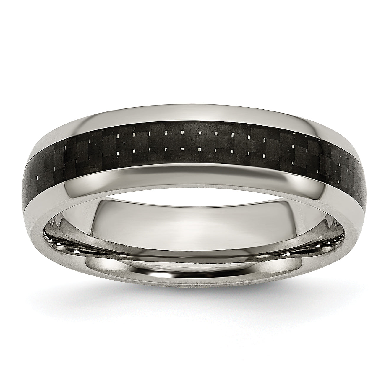 Chisel Titanium Polished with Black Carbon Fiber Inlay 6mm Band