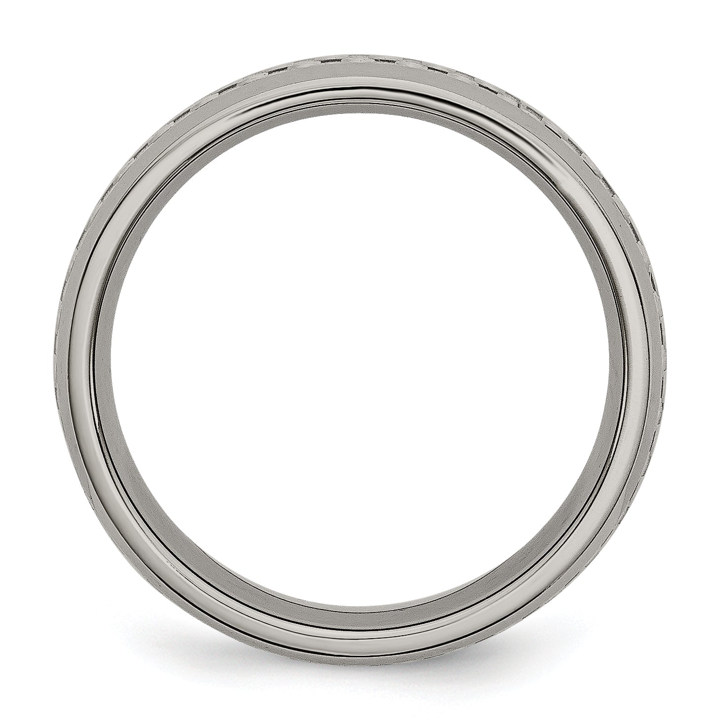 Chisel Titanium Polished with Grey Carbon Fiber Inlay 6mm Band Secondary image