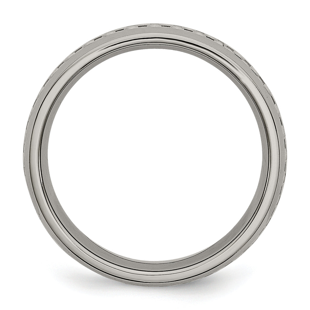 Chisel Titanium Polished with Grey Carbon Fiber Inlay 6mm Band