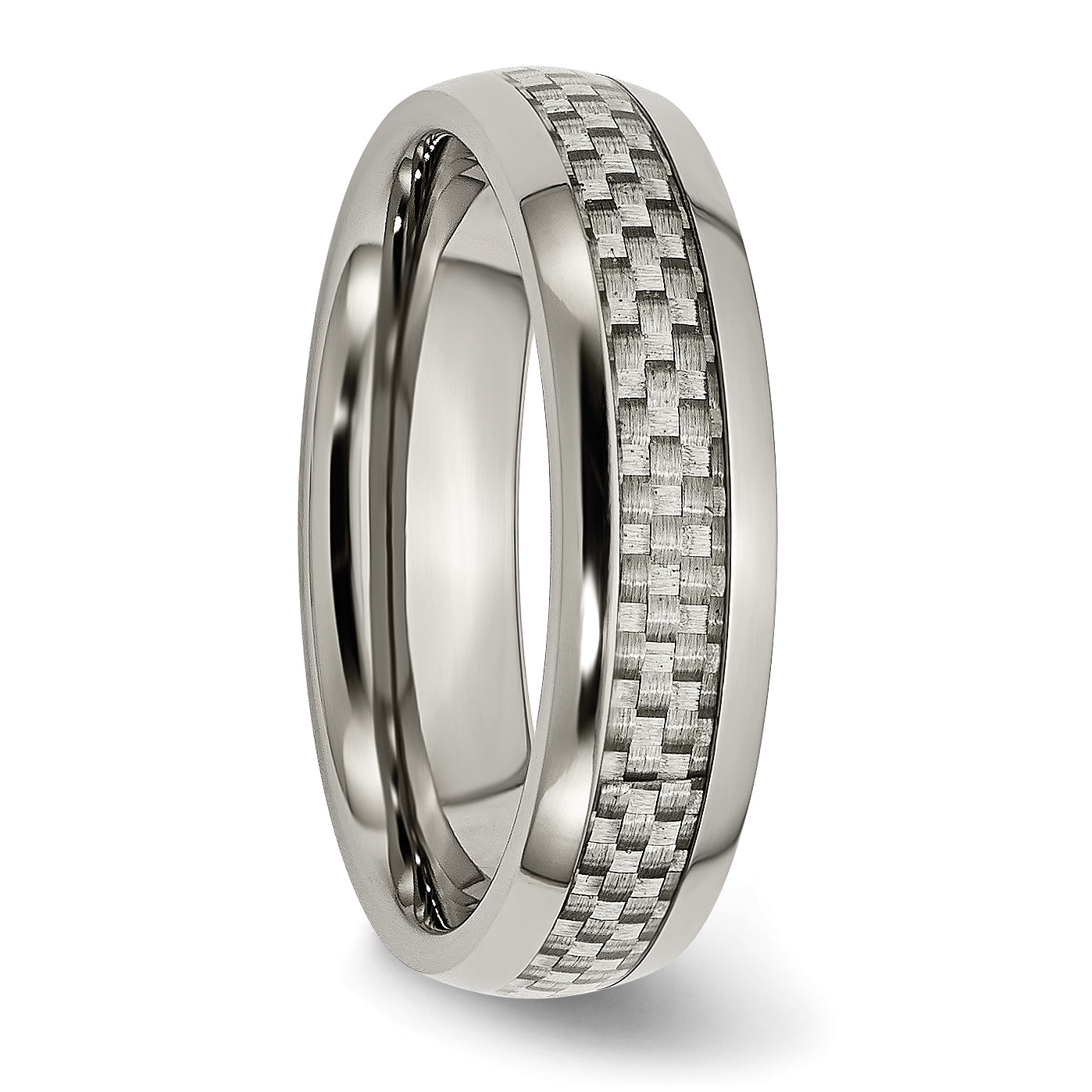 Chisel Titanium Polished with Grey Carbon Fiber Inlay 6mm Band