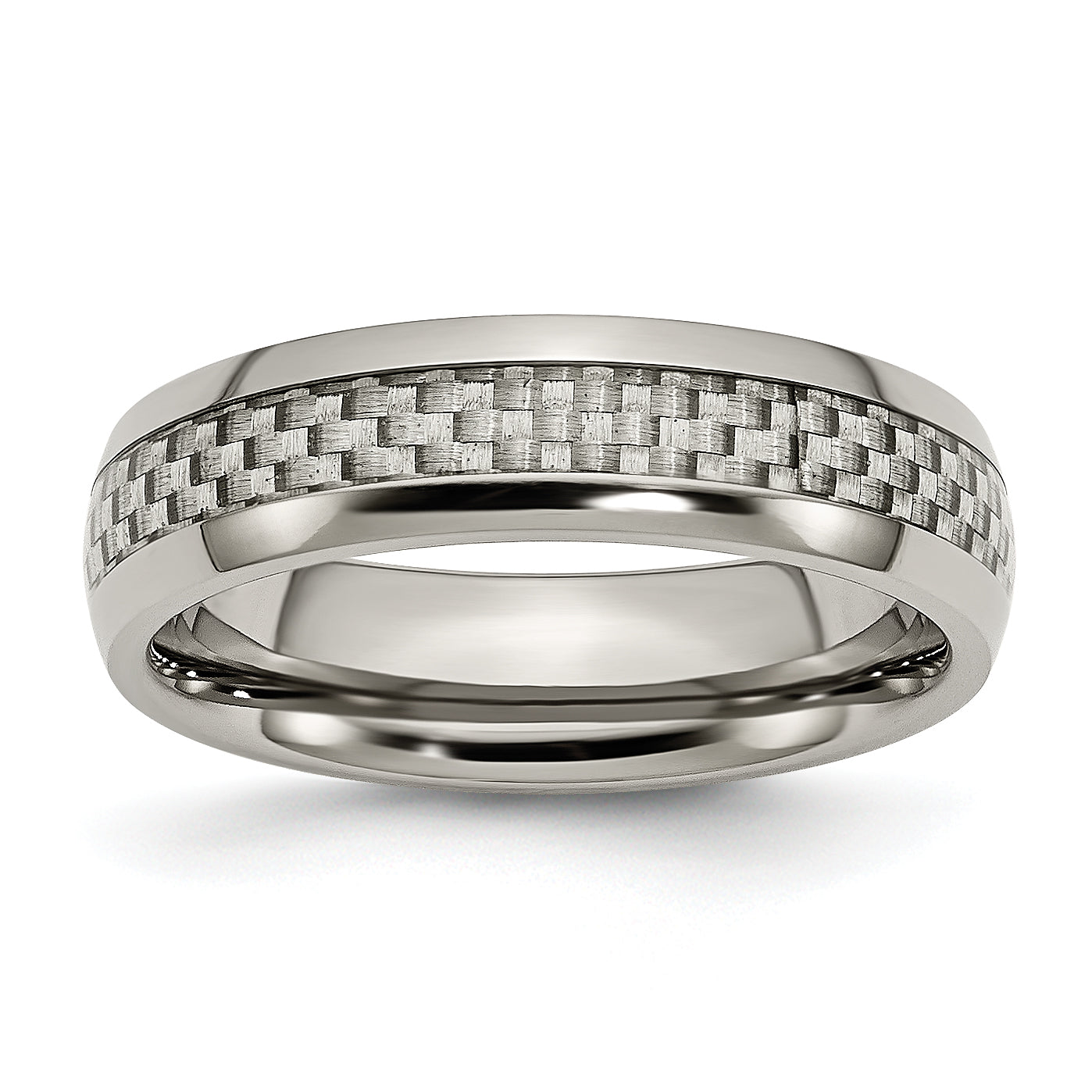 Chisel Titanium Polished with Grey Carbon Fiber Inlay 6mm Band Main image