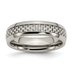 Chisel Titanium Polished with Grey Carbon Fiber Inlay 6mm Band