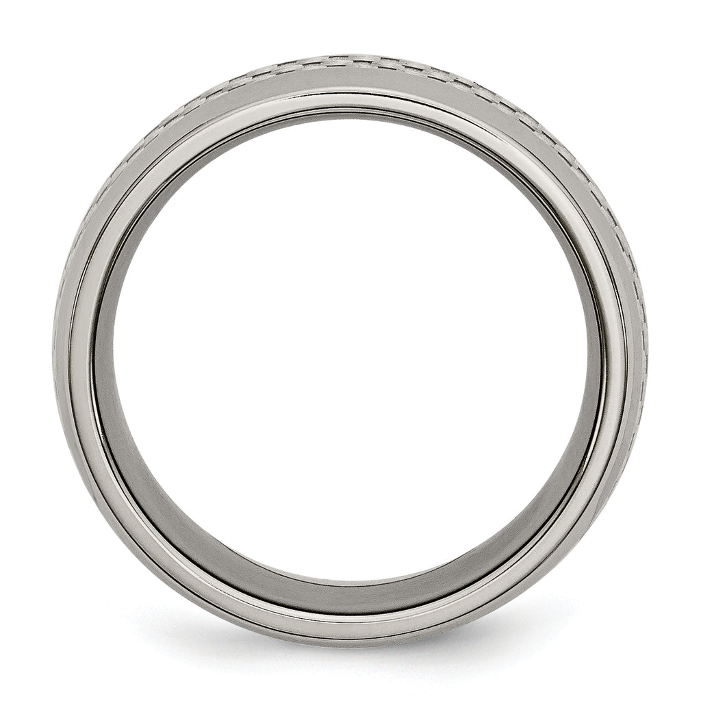 Chisel Titanium Polished with Grey Carbon Fiber Inlay 8mm Band