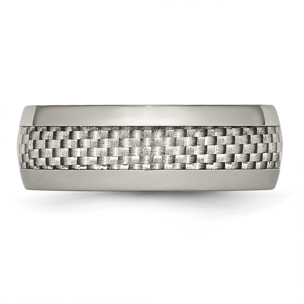 Chisel Titanium Polished with Grey Carbon Fiber Inlay 8mm Band