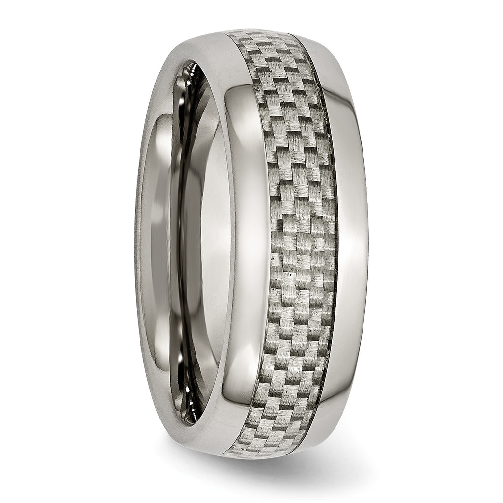 Chisel Titanium Polished with Grey Carbon Fiber Inlay 8mm Band