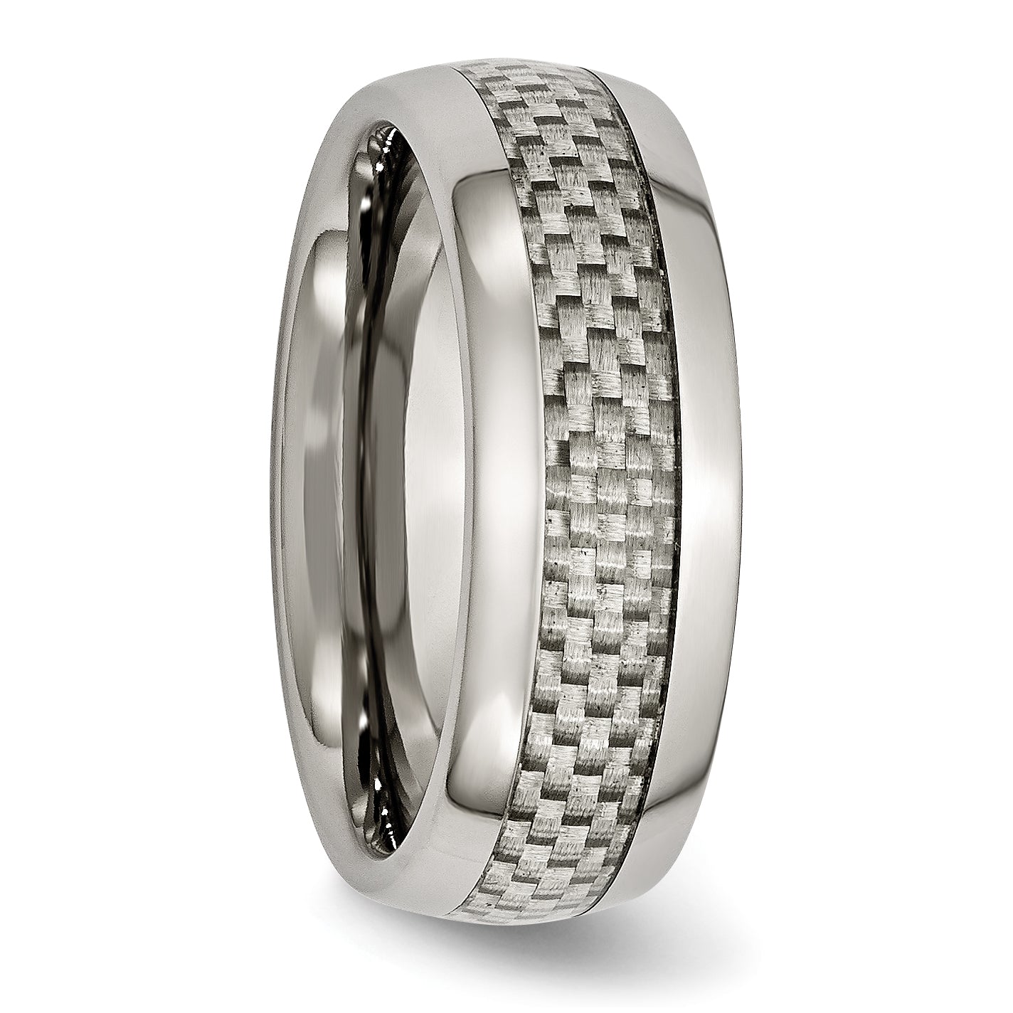 Chisel Titanium Polished with Grey Carbon Fiber Inlay 8mm Band
