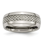 Chisel Titanium Polished with Grey Carbon Fiber Inlay 8mm Band
