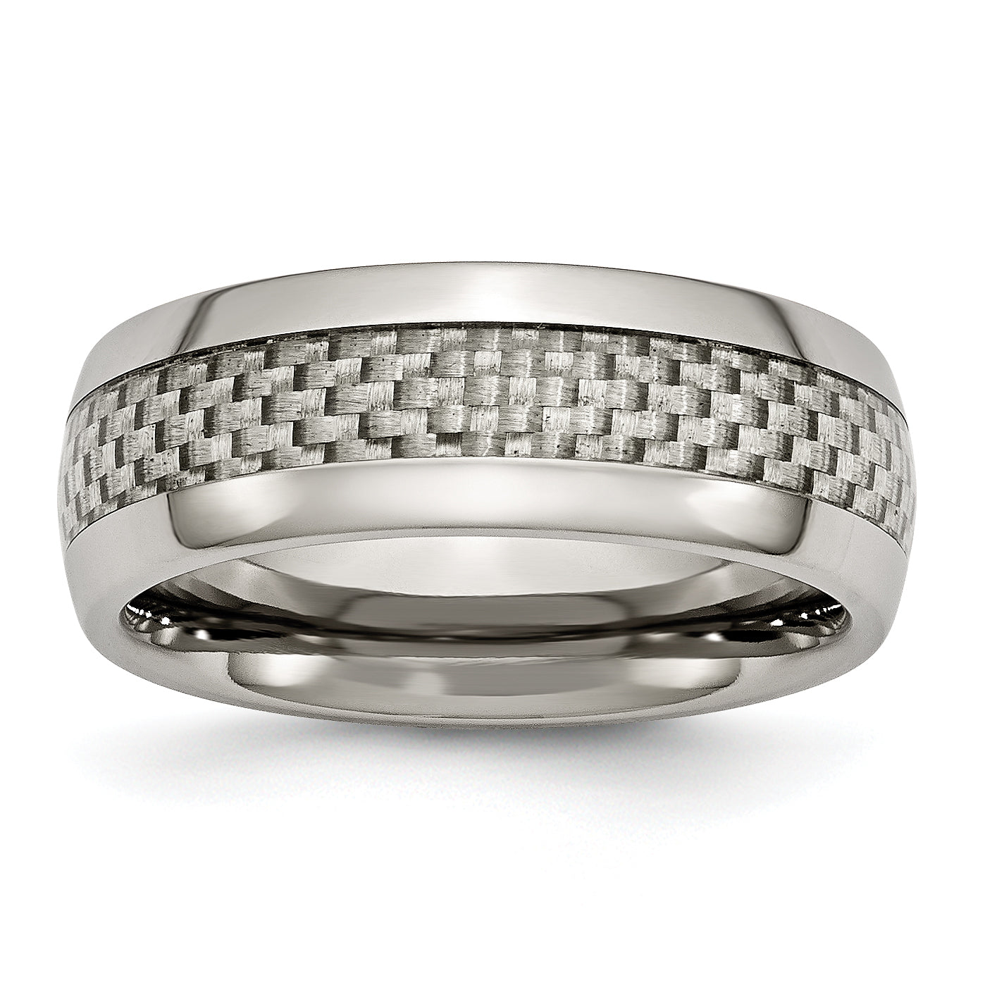 Chisel Titanium Polished with Grey Carbon Fiber Inlay 8mm Band
