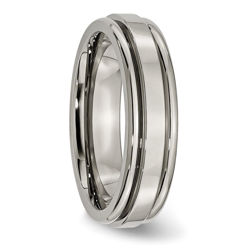 Chisel Titanium Polished 6mm Grooved Edge Band