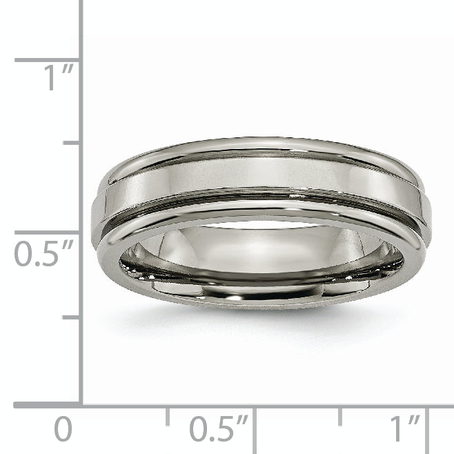 Chisel Titanium Polished 6mm Grooved Edge Band