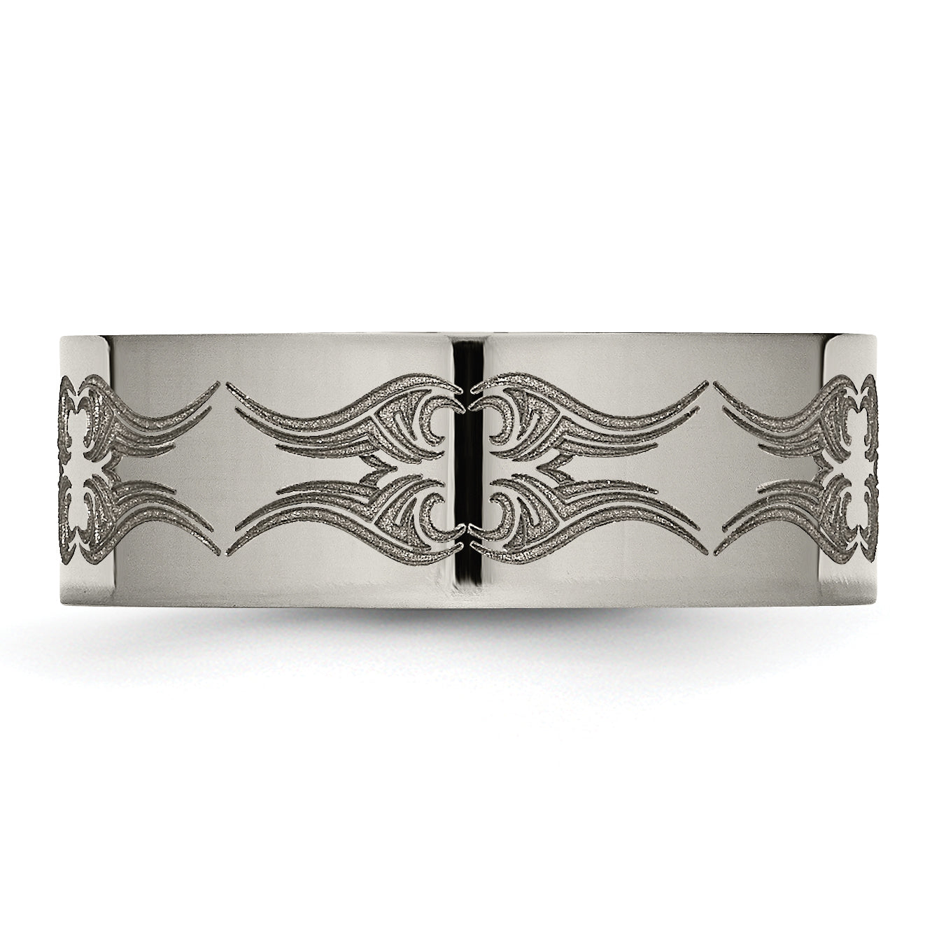 Titanium Polished Laser Design 8mm Flat Band