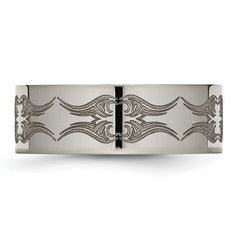 Titanium Polished Laser Design 8mm Flat Band