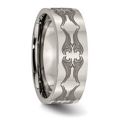 Titanium Polished Laser Design 8mm Flat Band