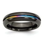 Titanium Black Ti Polished Rainbow Anodized 6mm Band