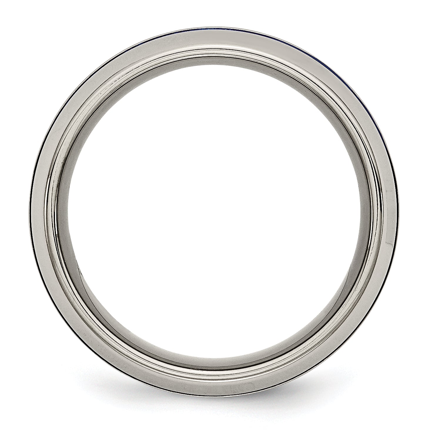 Titanium Polished Blue IP 8.5mm Triple Grooved Beveled Edge Band Secondary image