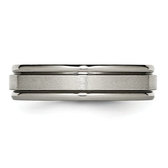 Chisel Titanium Satin and Polished 6mm Grooved Edge Band