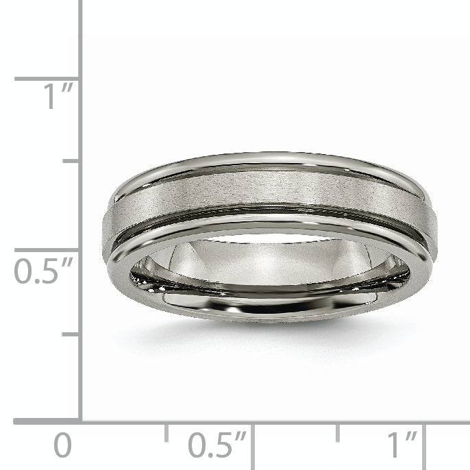 Chisel Titanium Satin and Polished 6mm Grooved Edge Band