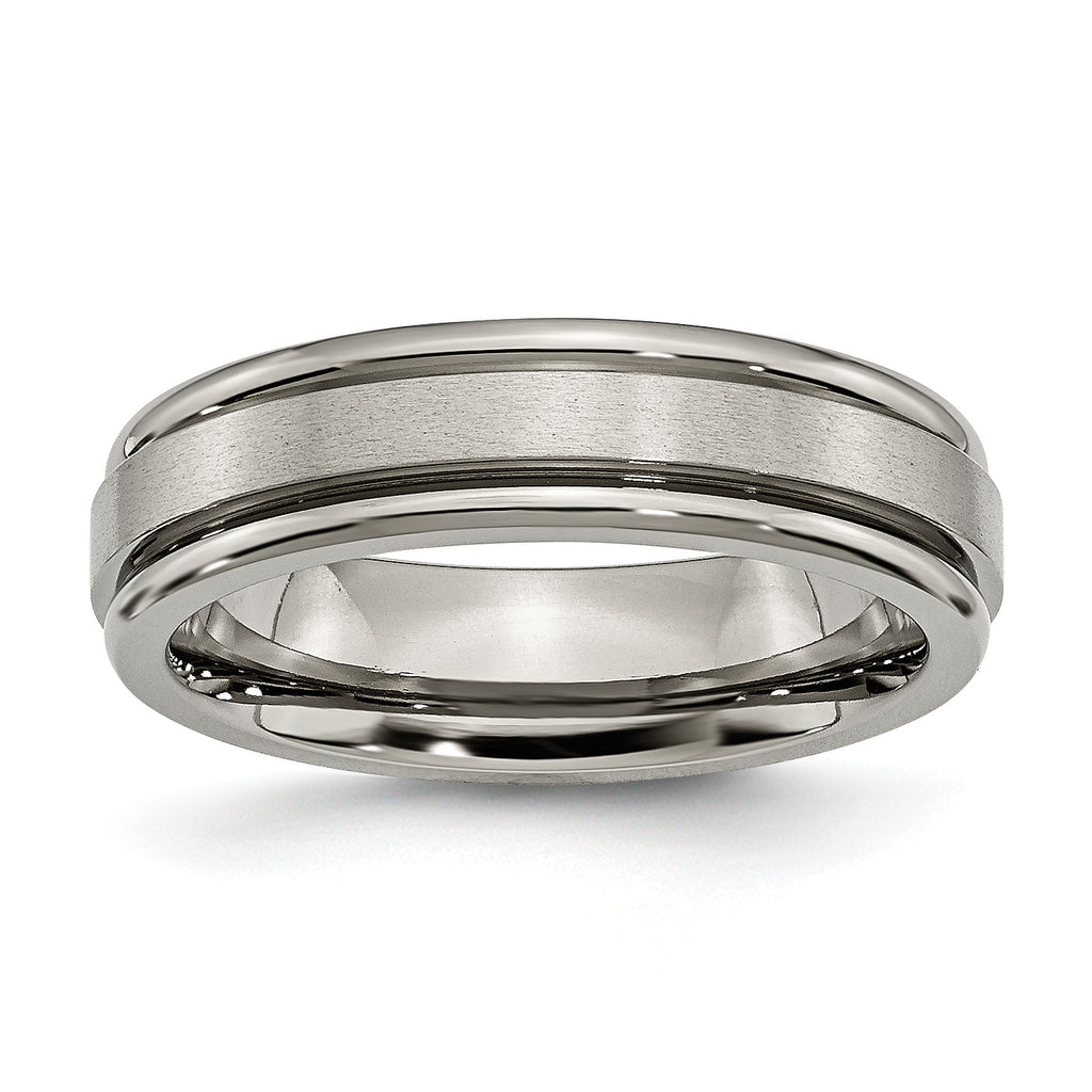 Chisel Titanium Satin and Polished 6mm Grooved Edge Band