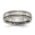 Chisel Titanium Satin and Polished 6mm Grooved Edge Band